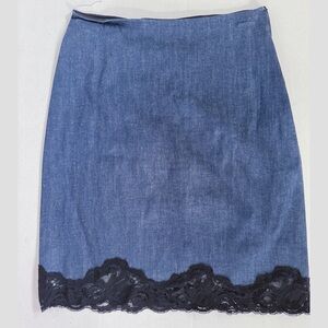 Betsey Johnson stretch Denim Lace pencil Skirt 90s / Y2K